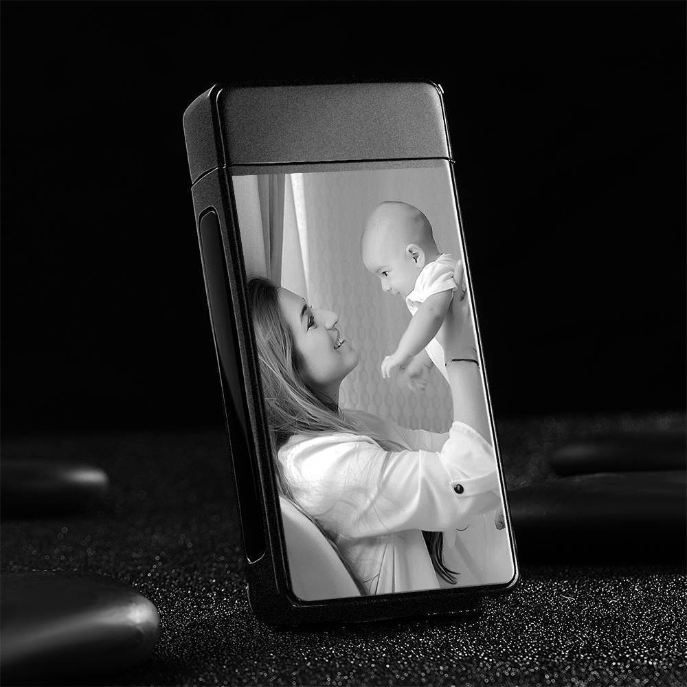 Photo Lighter With Engraving Electric Lighter Black Scrub Keepsake Gift