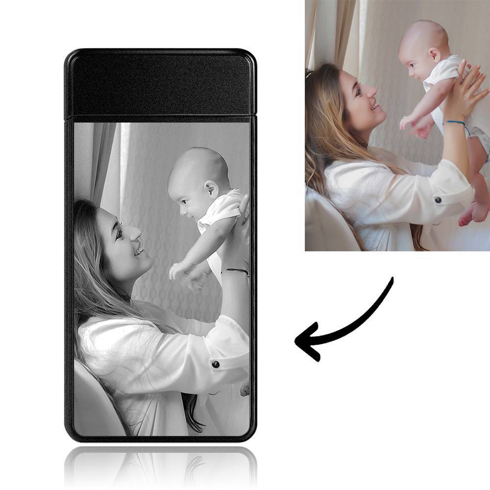 Photo Lighter With Engraving Electric Lighter Black Scrub Keepsake Gift