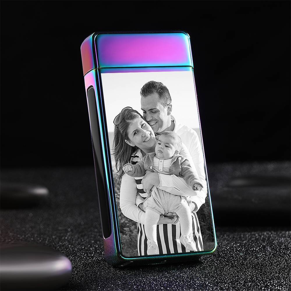 Photo Lighter Custom Photo Engraved Lighter Rainbow Color Perfect Family