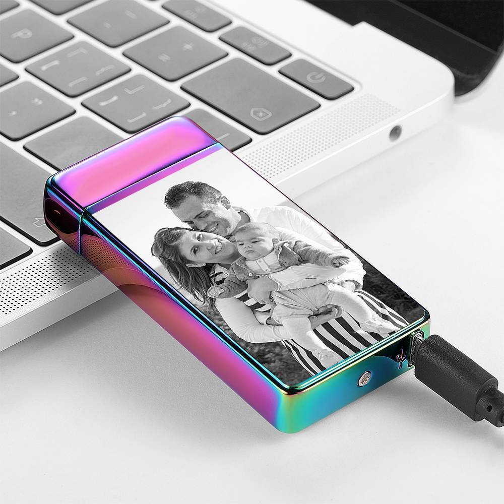 Photo Lighter Custom Photo Engraved Lighter Rainbow Color Perfect Family