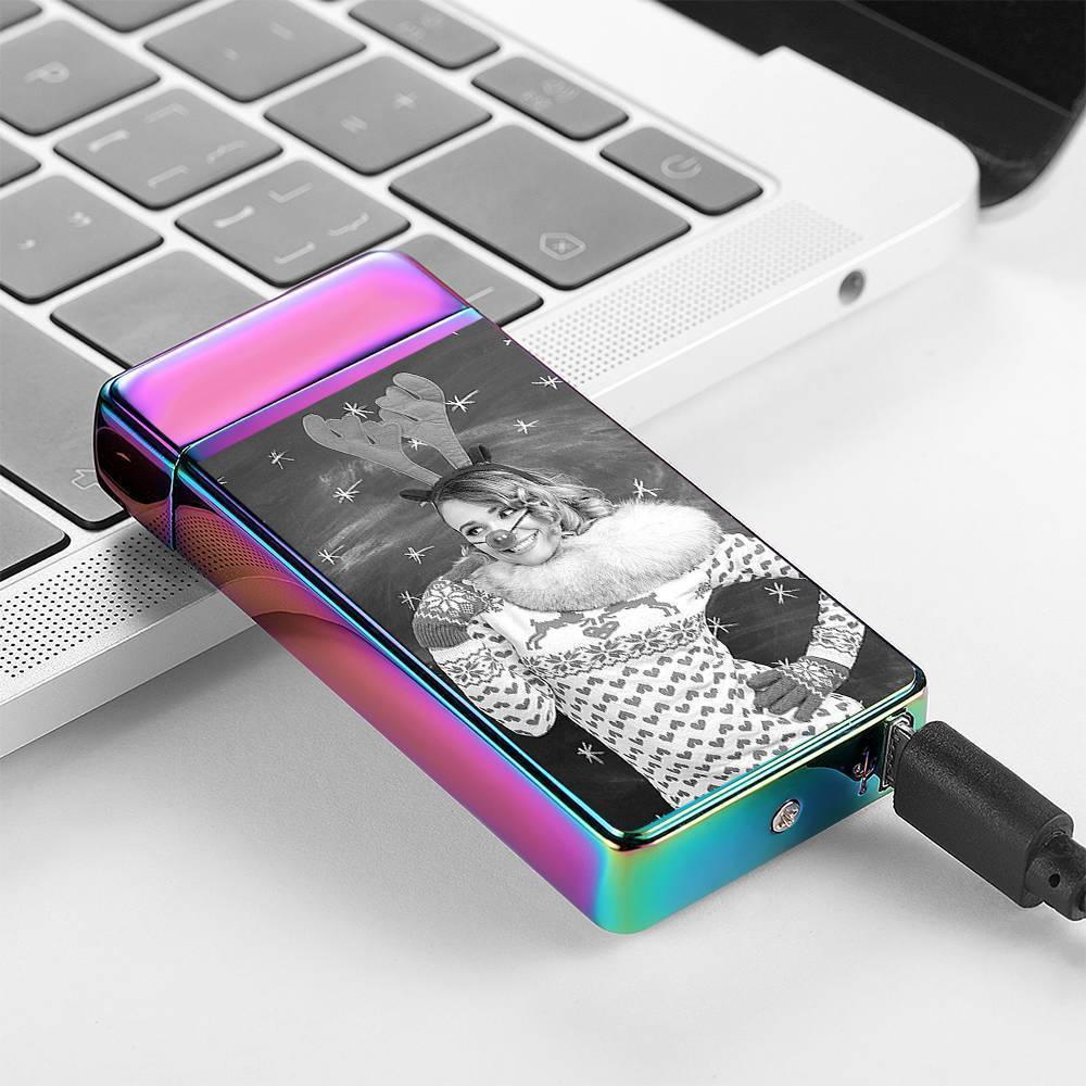 Photo Lighter Custom Photo Engraved Lighter Rainbow Color Christmas Gift