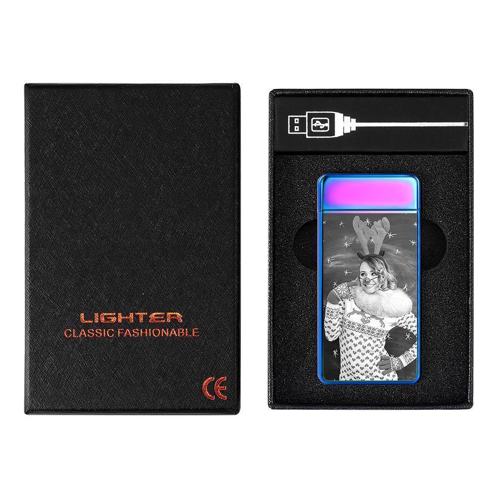 Photo Lighter Custom Photo Engraved Lighter Rainbow Color Christmas Gift
