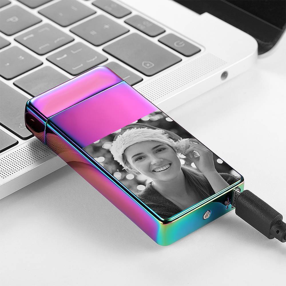 Christmas Gift Photo Lighter Custom Photo Engraved Lighter Rainbow Color