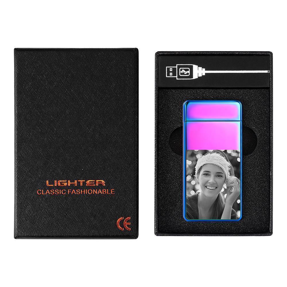 Christmas Gift Photo Lighter Custom Photo Engraved Lighter Rainbow Color