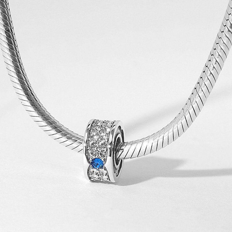 Blue Ribbon Stopper Charm Silver - soufeelus