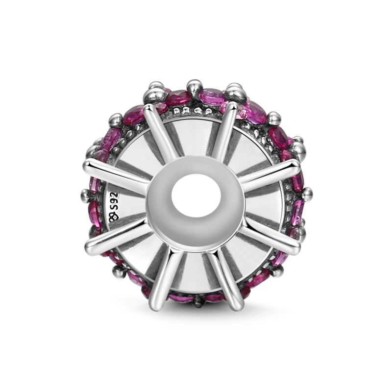 Purple Flowers Stopper Charm Silver - soufeelus