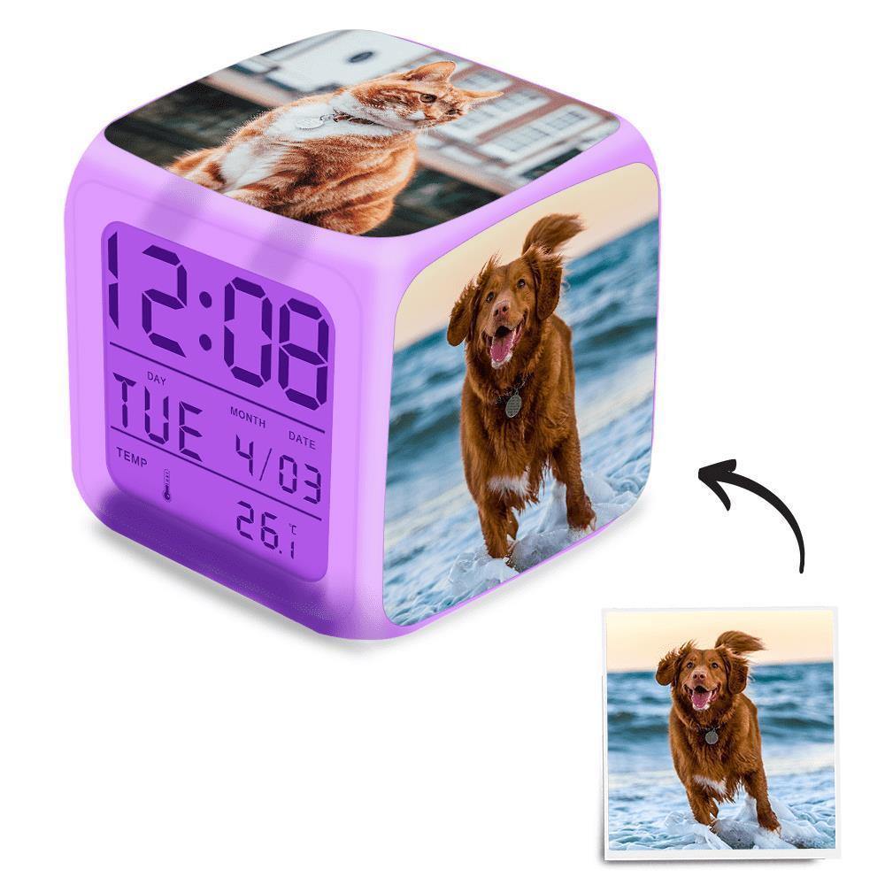 Photo Alarm Clock Multiphoto Colorful Lights Four Pictures - soufeelus