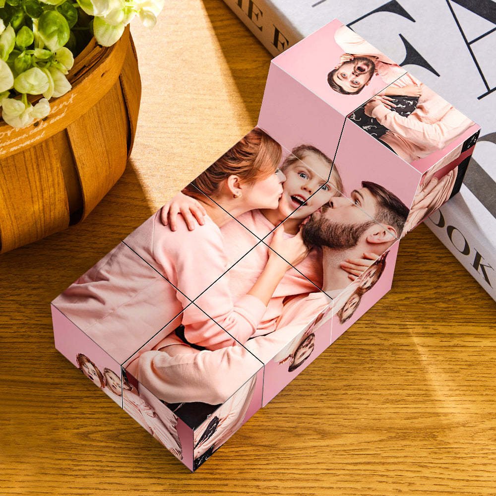 Multiphoto Rubic's Cube Personalized Folding Wood Picture Cube Photo Frame Valentine's Day Gifts