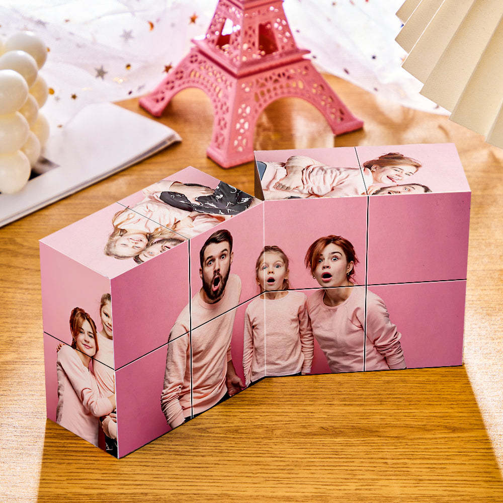 Multiphoto Rubic's Cube Personalized Folding Wood Picture Cube Photo Frame Valentine's Day Gifts