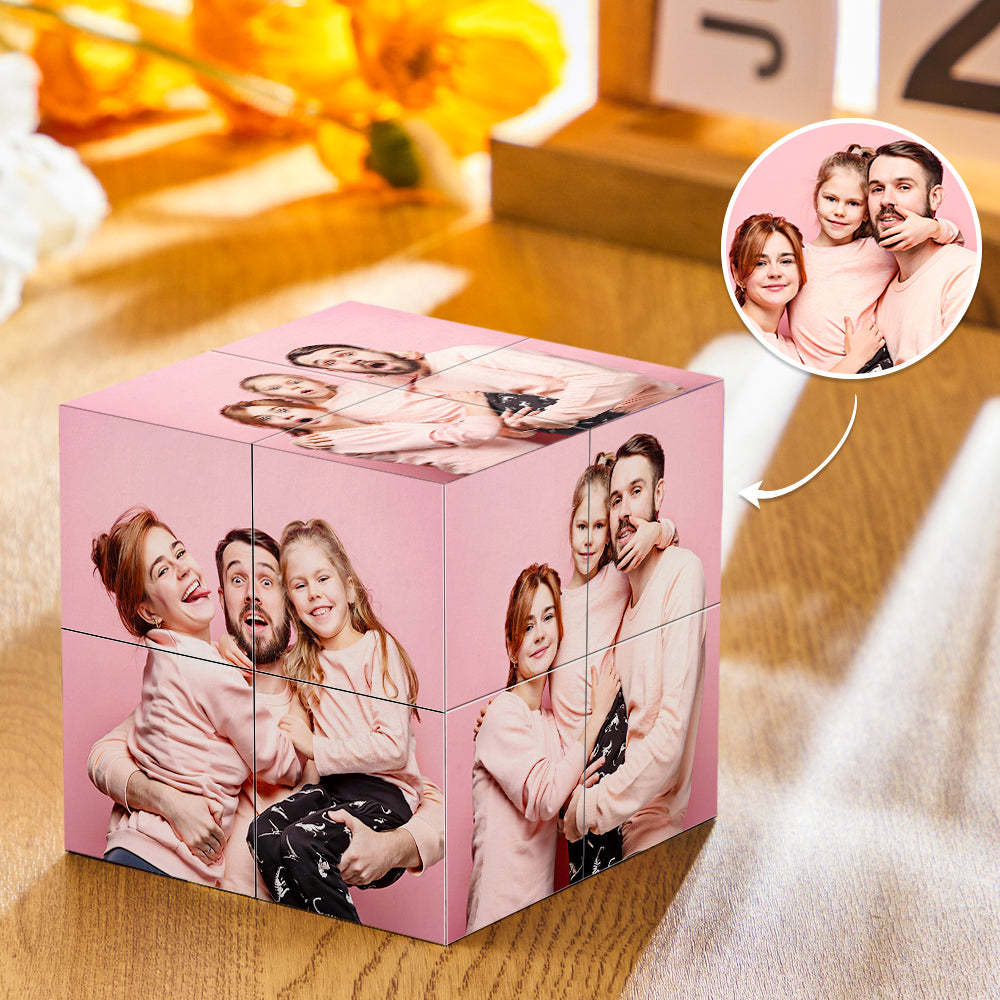 Multiphoto Rubic's Cube Personalized Folding Wood Picture Cube Photo Frame Valentine's Day Gifts