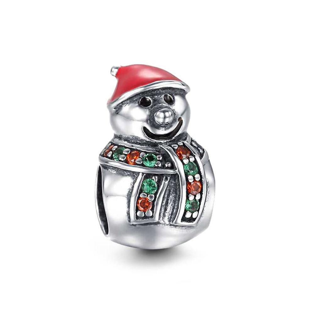 Cute Snowman Charm Silver - soufeelus