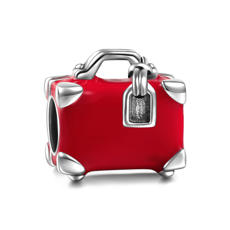 Red Travel Suitcase Charm Silver - soufeelus