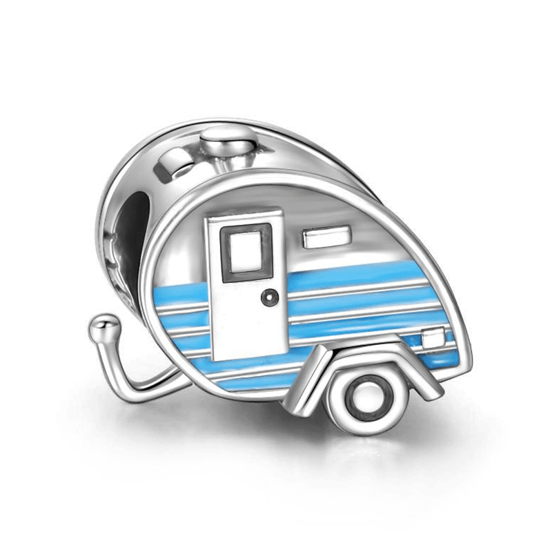 Blue Travel Trailer Charm Silver - soufeelus