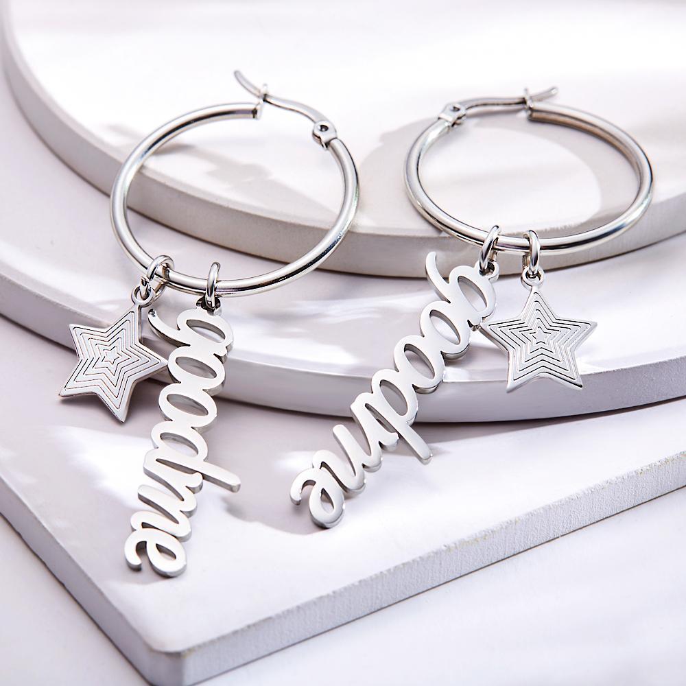 Custom Engraved Name Earrings With Little Star Simplicity Earrings - 