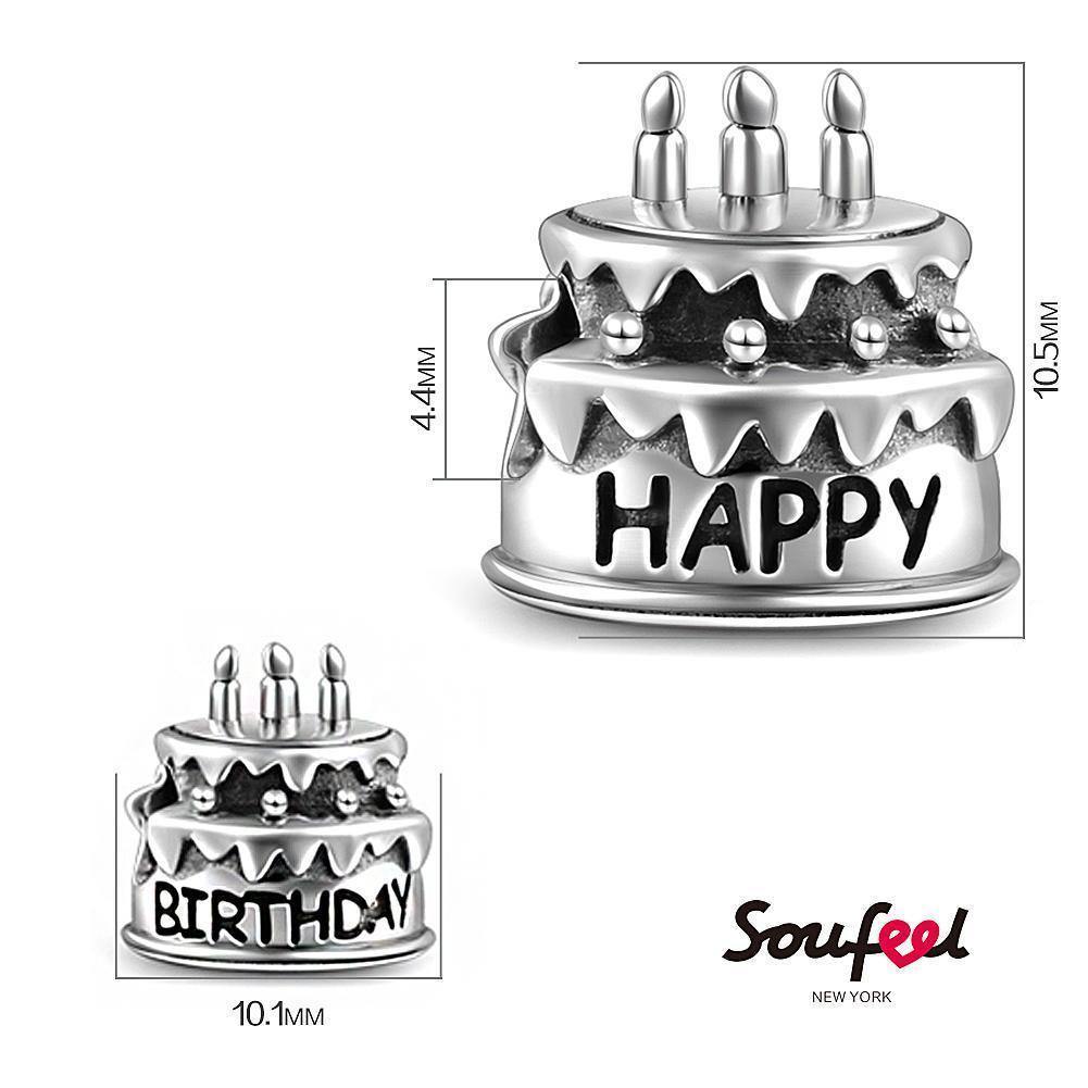 Birthday Cake Charm Silver - soufeelus
