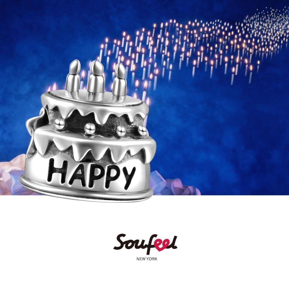 Birthday Cake Charm Silver - soufeelus
