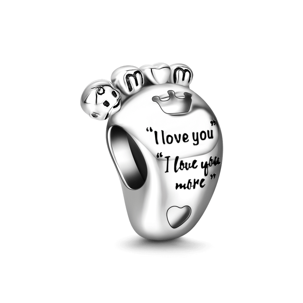 I Love You More Baby Foot Charm Silver - soufeelus