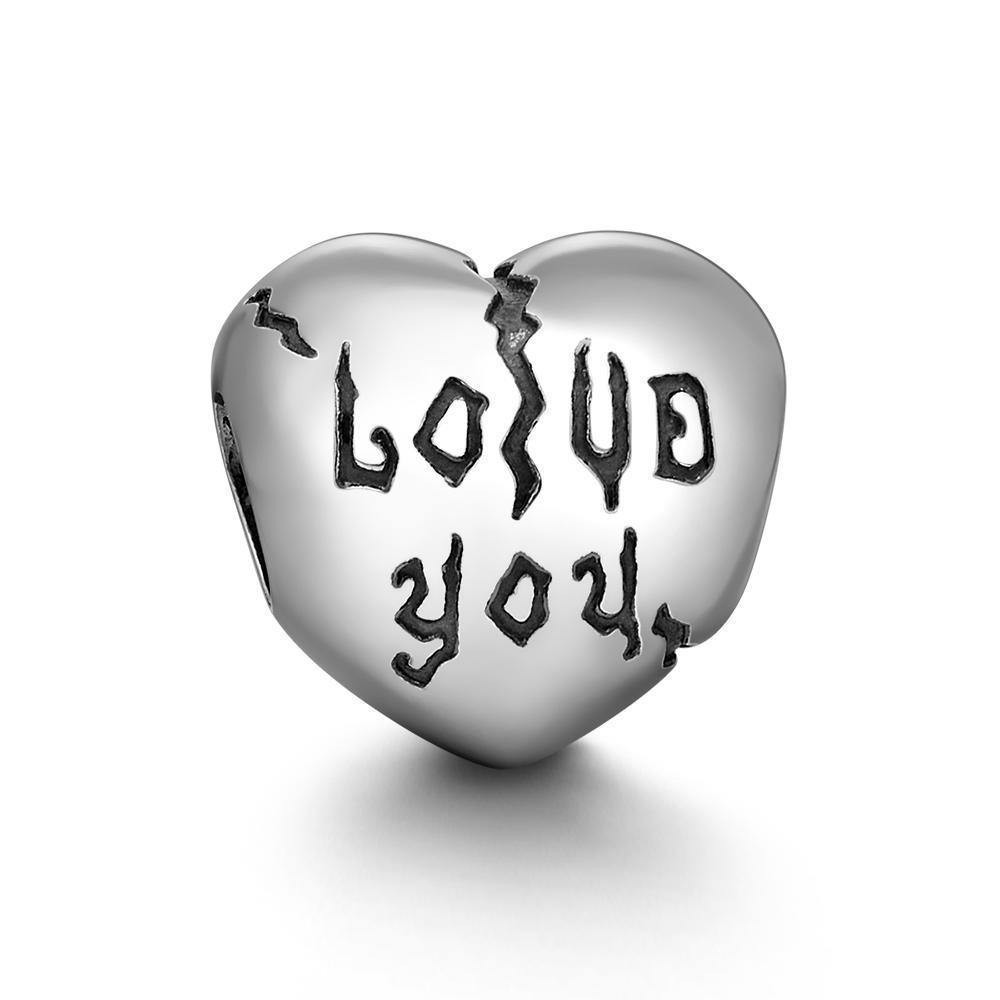 Love You with Broken Heart Charm  Halloween Gift Silver - soufeelus