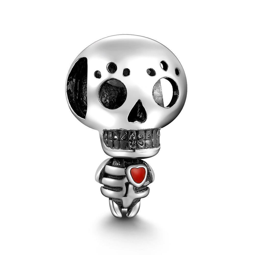 Skull with Heart Charm  Body can Move Gift Silver - soufeelus