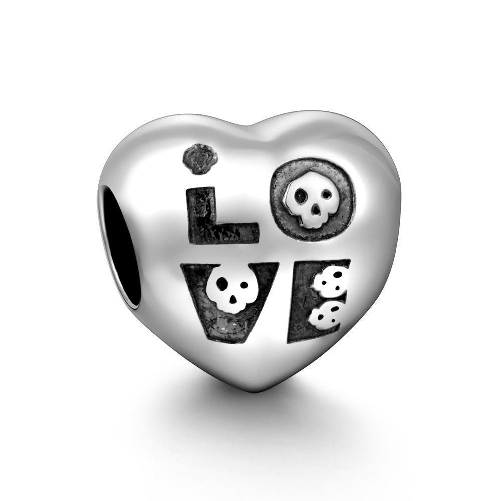 Love You with Little Skull Charm Gift Silver - soufeelus