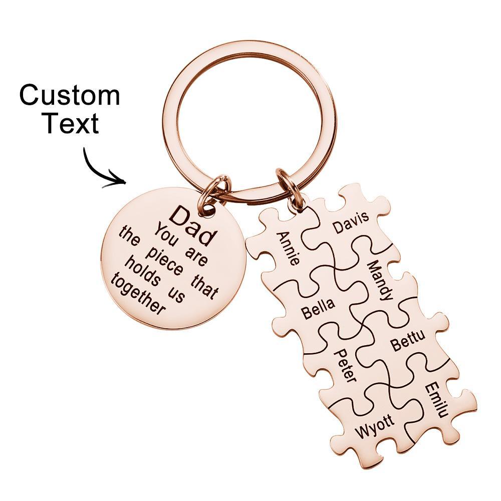 Engraved Puzzle Circle Keychain Personalized Key Ring Father's Day Gift - soufeelus