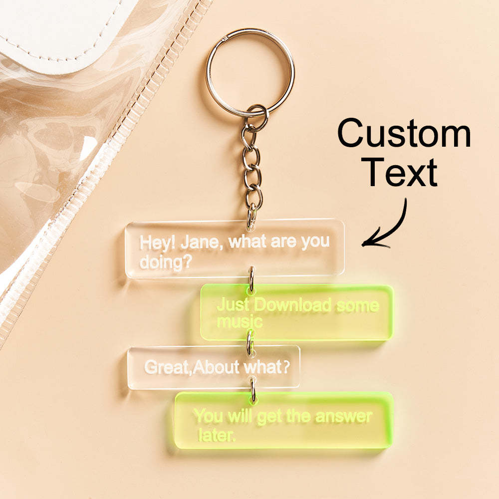 Custom Text Message Acrylic Keychain Personalized Funny Words Key Ring Birthday Gifts - soufeelus