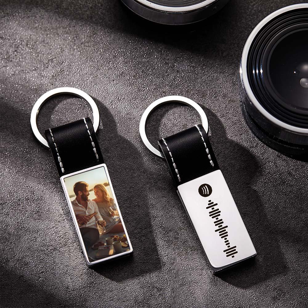 Scannable Spotify Code Song Photo Keychain Personalized Creative Gifts for Couples - soufeelus