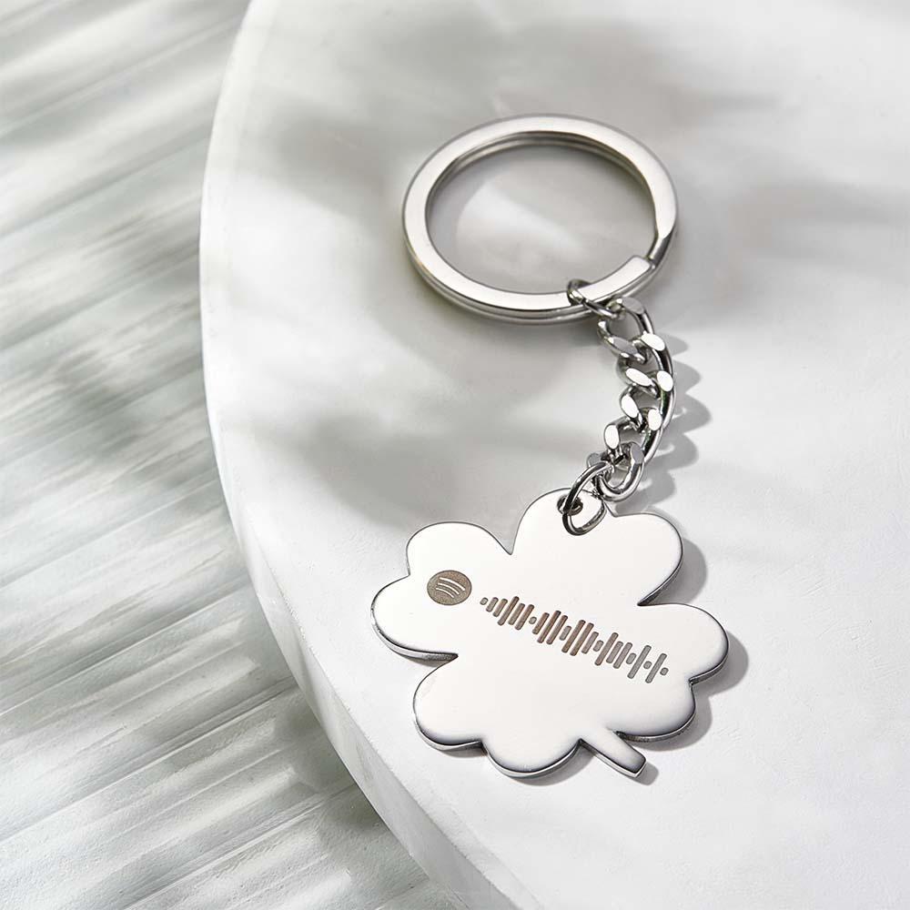 Custom Music Keychain Scannable Spotify Code Song Shamrock Keychain Gifts - soufeelus