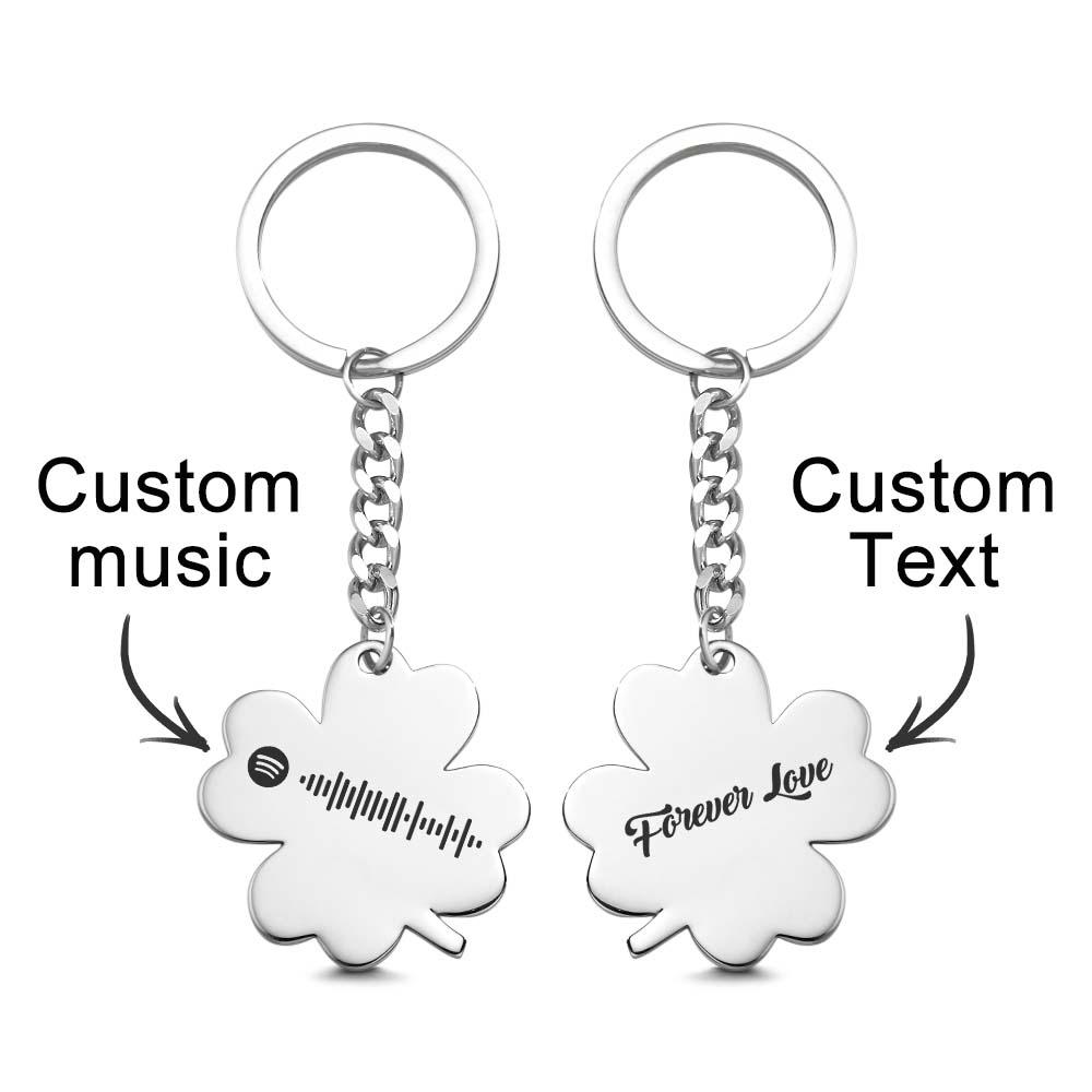 Custom Music Keychain Scannable Spotify Code Song Shamrock Keychain Gifts - soufeelus