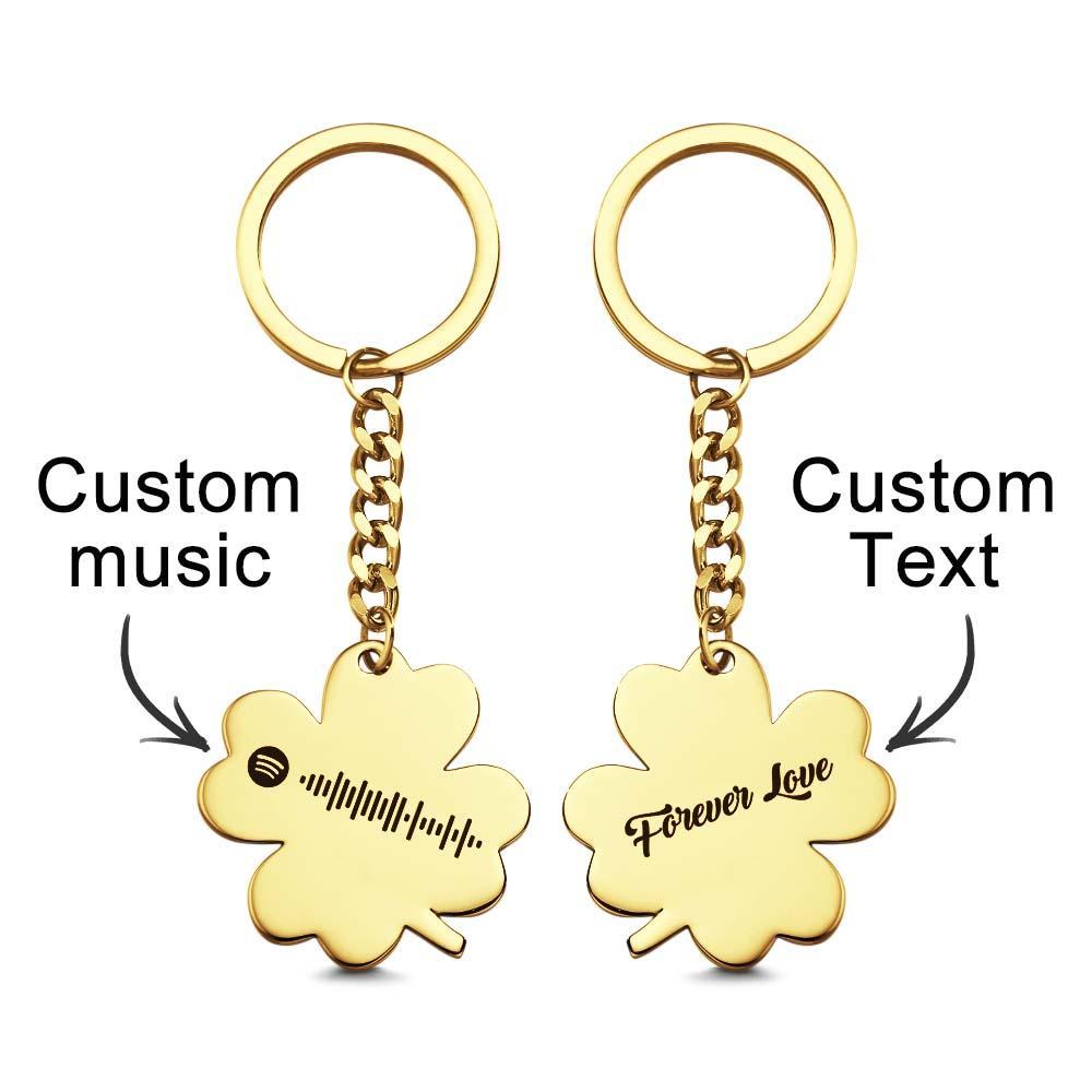 Custom Music Keychain Scannable Spotify Code Song Shamrock Keychain Gifts - soufeelus