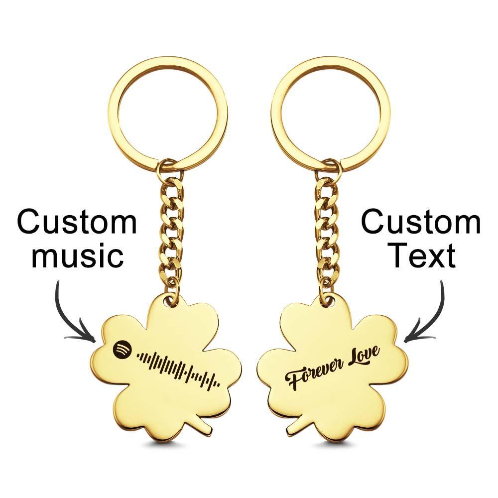 Custom Music Keychain Scannable Spotify Code Song Shamrock Keychain Gifts - soufeelus