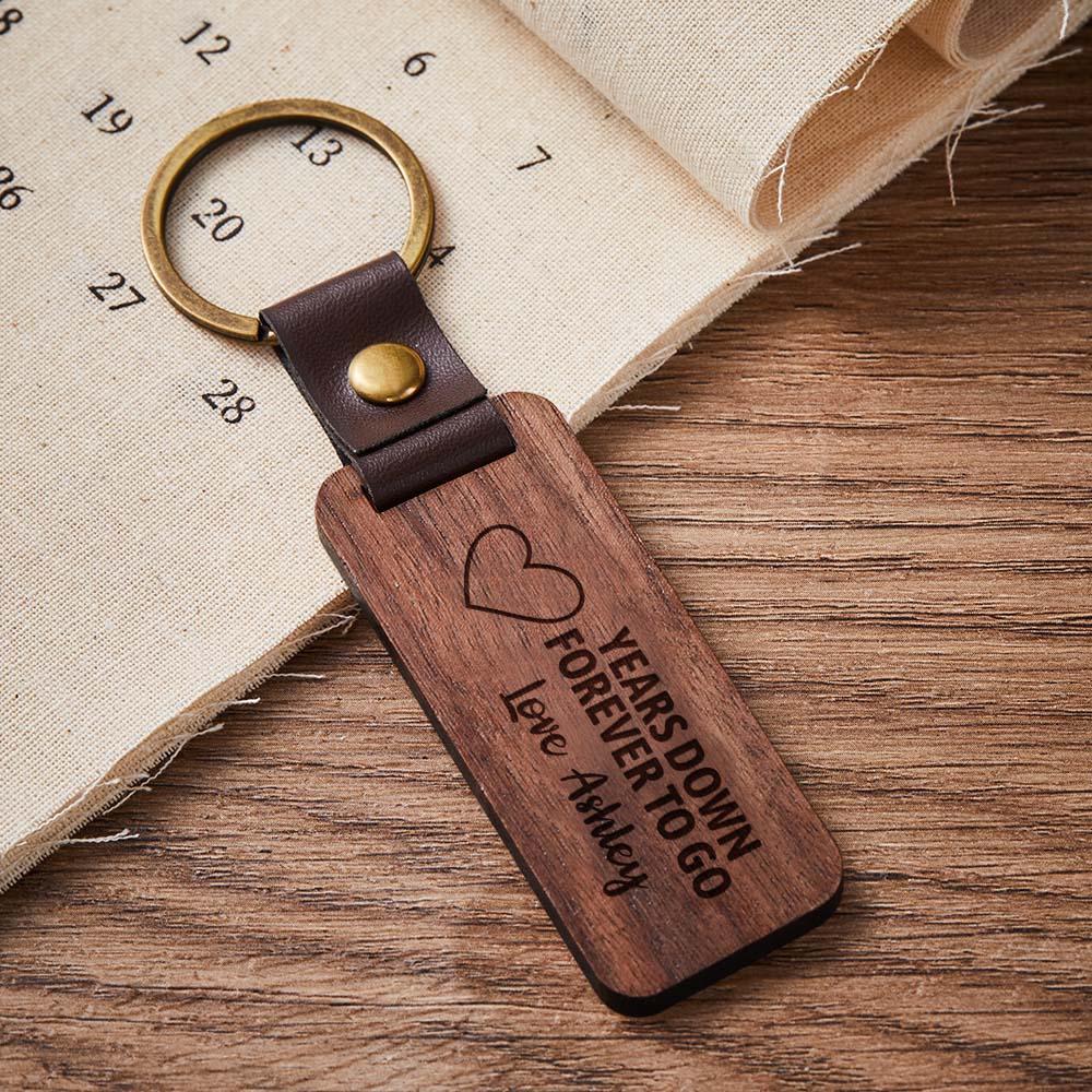 Scannable Spotify Code Wood Keychain Engraved YEARS DOWN FOREVER TO GO Keychain Father's Day Gifts - soufeelus