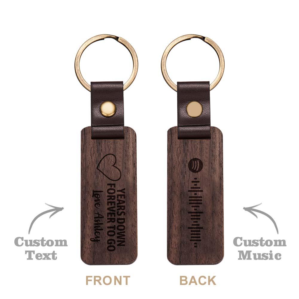 Scannable Spotify Code Wood Keychain Engraved YEARS DOWN FOREVER TO GO Keychain Father's Day Gifts - soufeelus