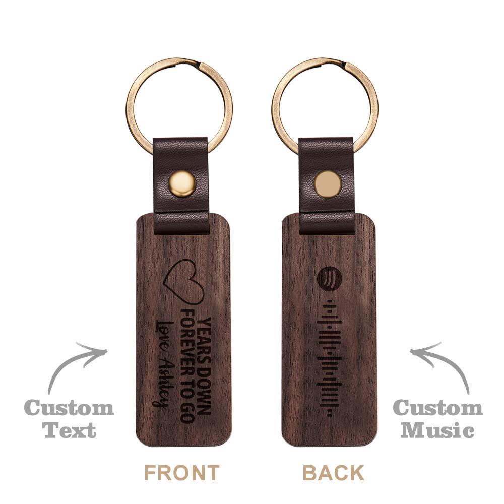 Scannable Spotify Code Wood Keychain Engraved YEARS DOWN FOREVER TO GO Keychain Father's Day Gifts