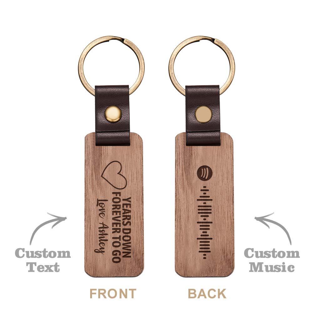 Scannable Spotify Code Wood Keychain Engraved YEARS DOWN FOREVER TO GO Keychain Father's Day Gifts - soufeelus