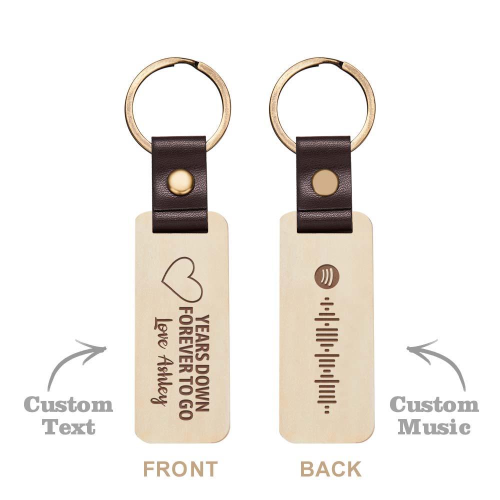 Scannable Spotify Code Wood Keychain Engraved YEARS DOWN FOREVER TO GO Keychain Father's Day Gifts - soufeelus