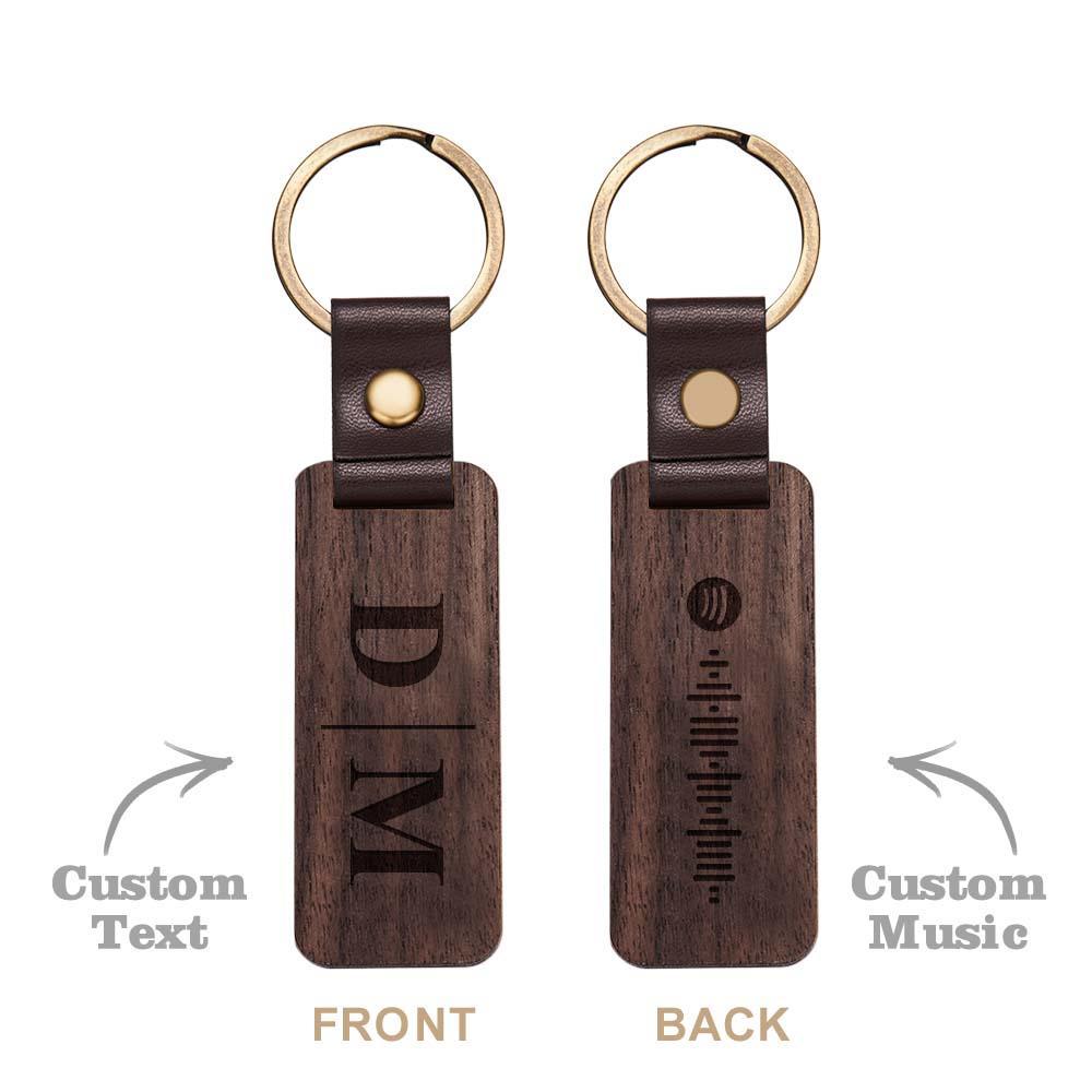 Scannable Spotify Code Wood Keychain Vintage Engraved Keychain For Him