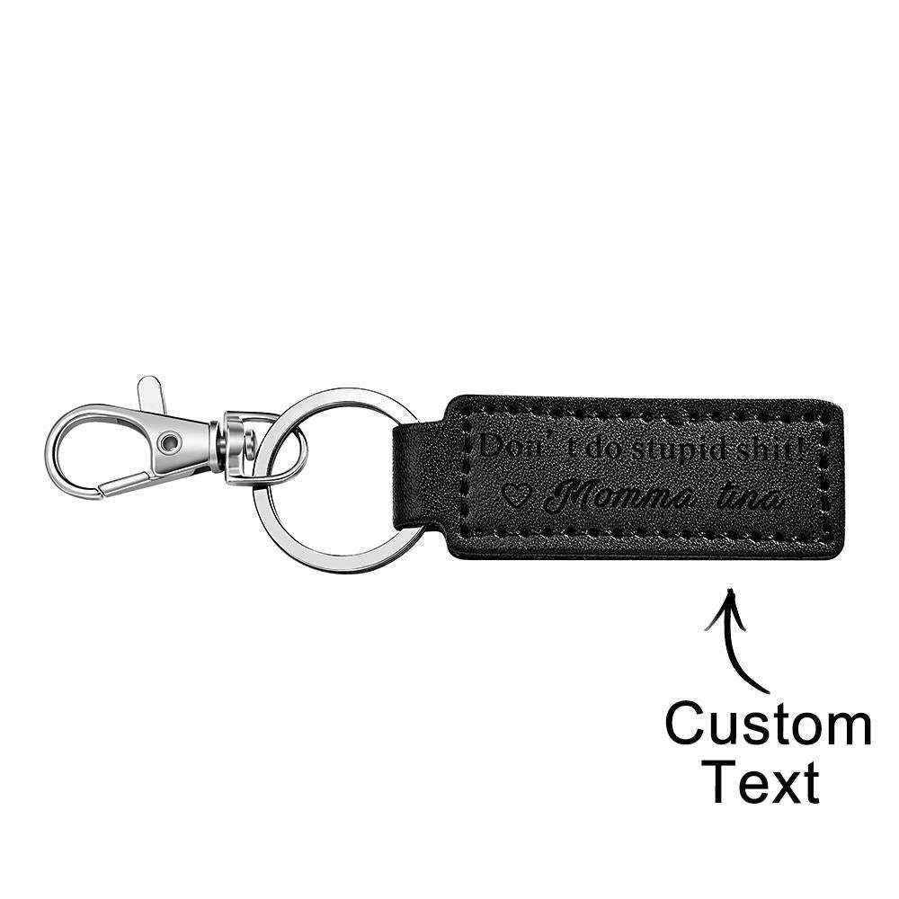 Custom Engraved Keychain Funny Personalized Leather Gifts