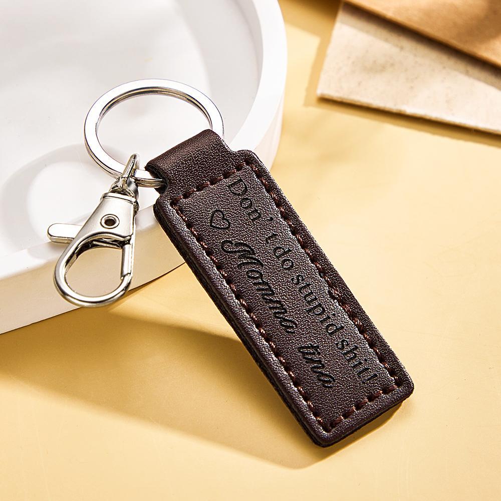 Custom Engraved Keychain Funny Personalized Leather Gifts - soufeelus