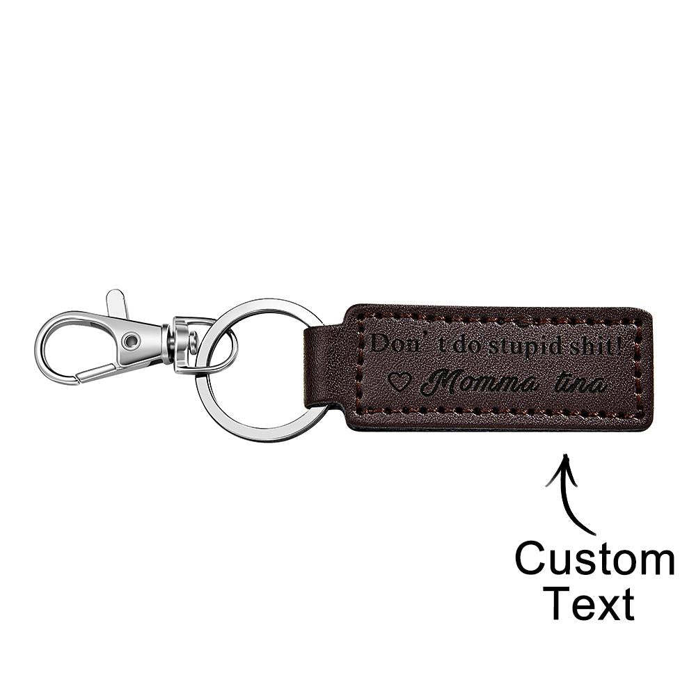 Custom Engraved Keychain Funny Personalized Leather Gifts - soufeelus