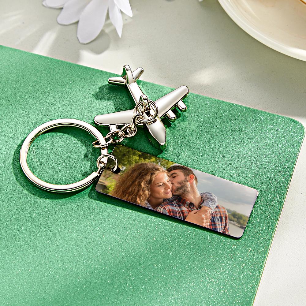 Custom Photo Engraved Keychain Fly Safe I Need You Here Creative Gifts - soufeelus