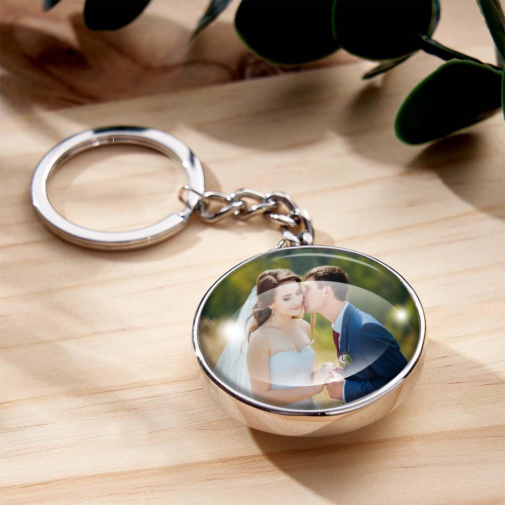 Custom Photo Keychain Double Side Glass Cabochon Family Gifts - soufeelus