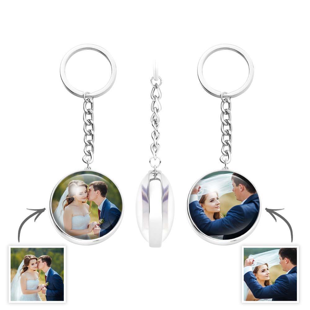 Custom Photo Keychain Double Side Glass Cabochon Family Gifts - soufeelus