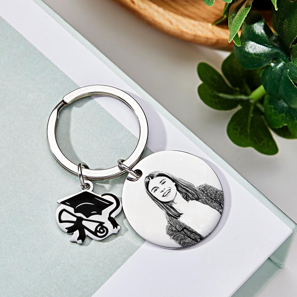Personalized Graduation Photo Keychain Custom Engraved Commemorative Gifts for Him - soufeelus