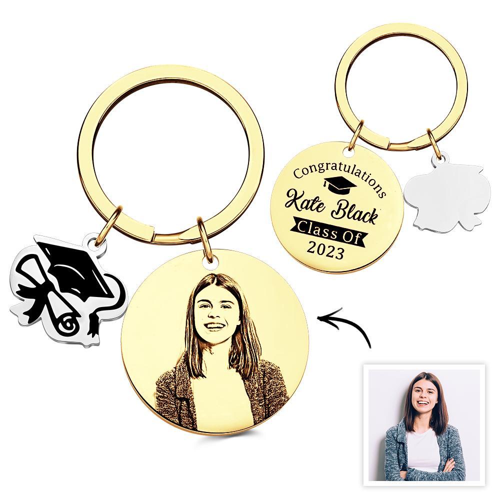 Personalized Graduation Photo Keychain Custom Engraved Commemorative Gifts for Him - soufeelus