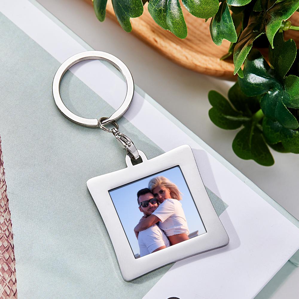 Personalized Photo Keychain Engraved Sturdy Stainless Steel Key Ring Gifts For Him - soufeelus