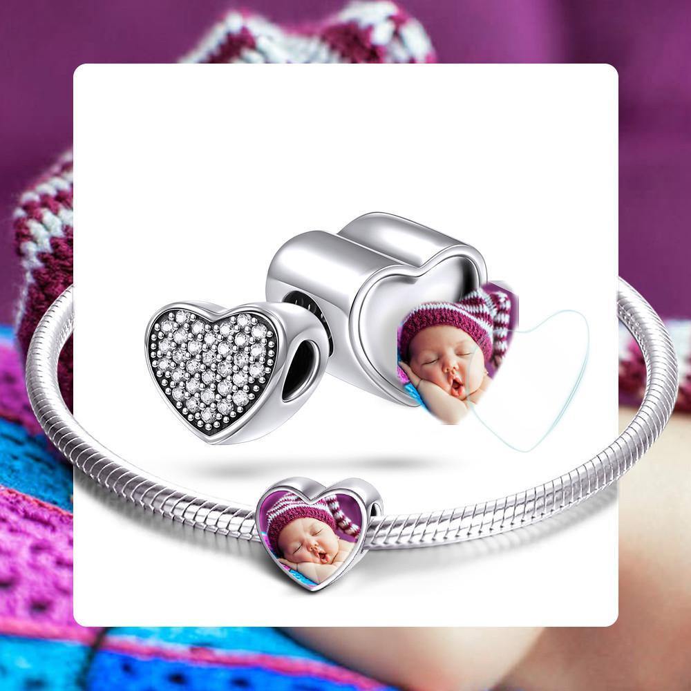 Custom Heart Photo Charm Sterling Silver