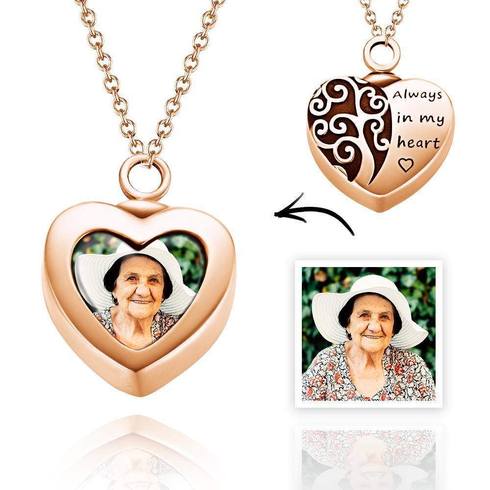 Custom Urn Necklace for Ashes Necklace Memory Cremation Gift - Rose Gold - soufeelus