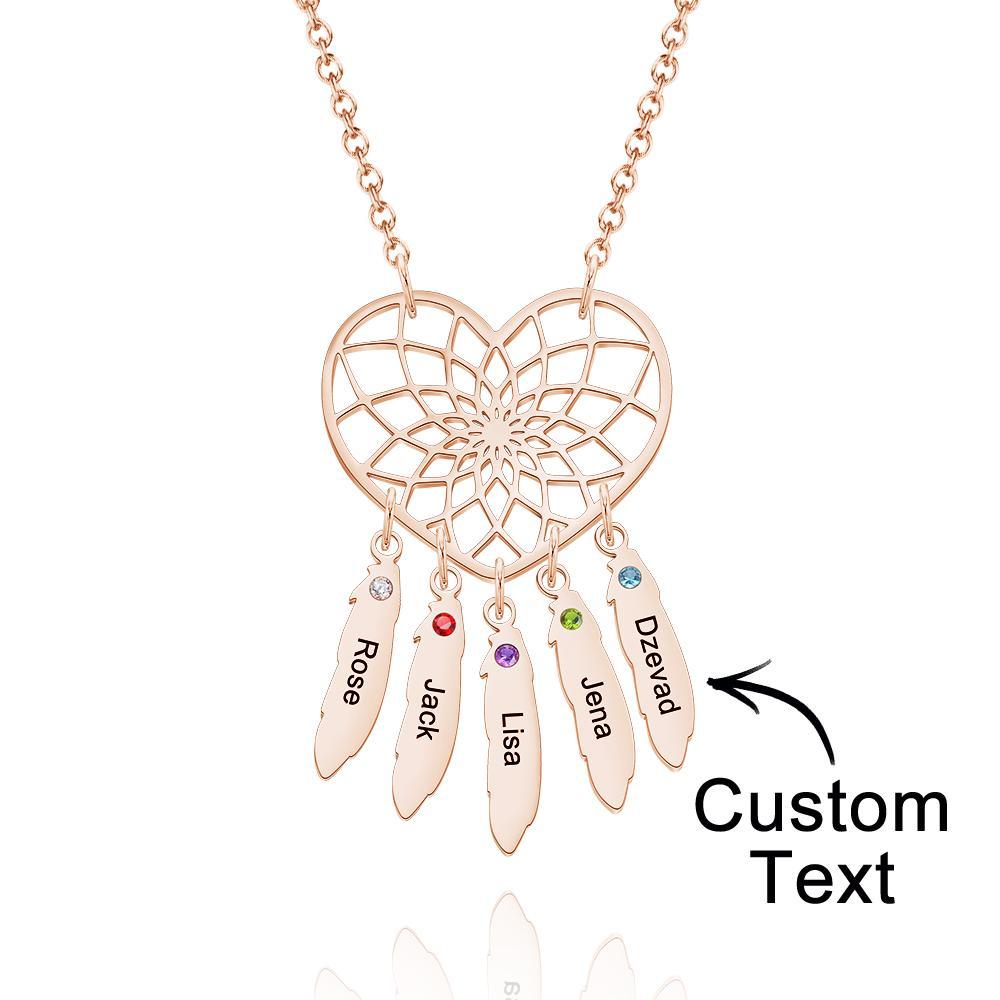 Custom Engraved Birthstone Necklace Dreamcatcher Gift for Her - 