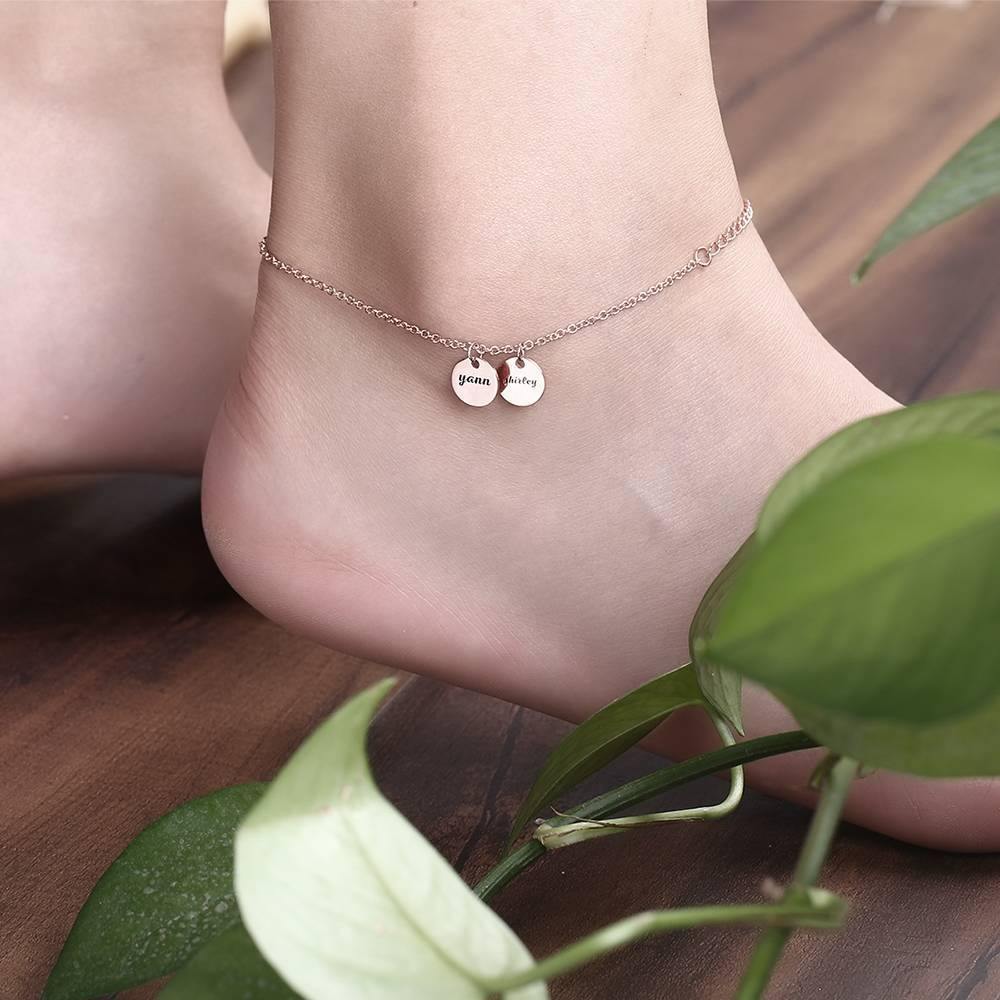Engraved Two Coins Anklet Rose Gold Plated Silver - soufeelus